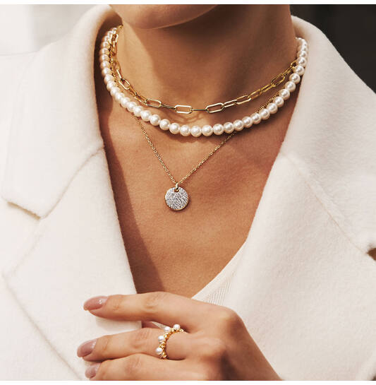  Reimaginer - Argent / GP 14 carats - Perle - 42cm